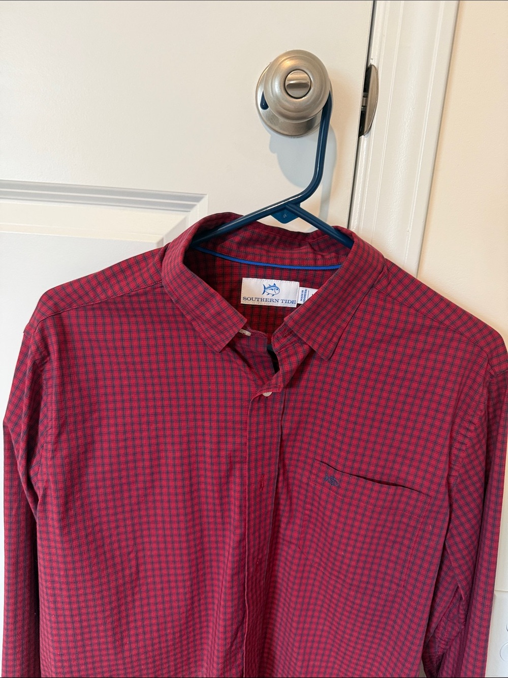 Southern Tide Red Checked Button-Down Shirt